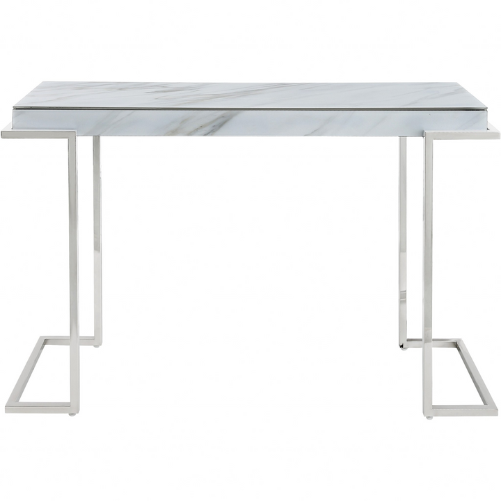 Marble Rectangular Console Table - Chic Design with Reversed Chrome Legs