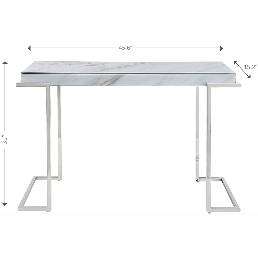 Marble Rectangular Console Table - Chic Design with Reversed Chrome Legs