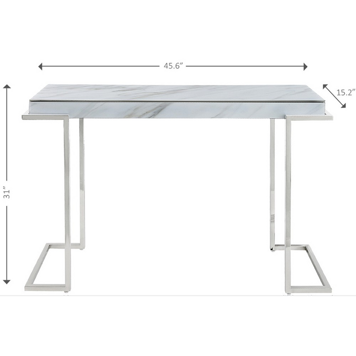 Marble Rectangular Console Table - Chic Design with Reversed Chrome Legs