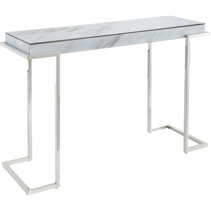 Marble Rectangular Console Table - Chic Design with Reversed Chrome Legs