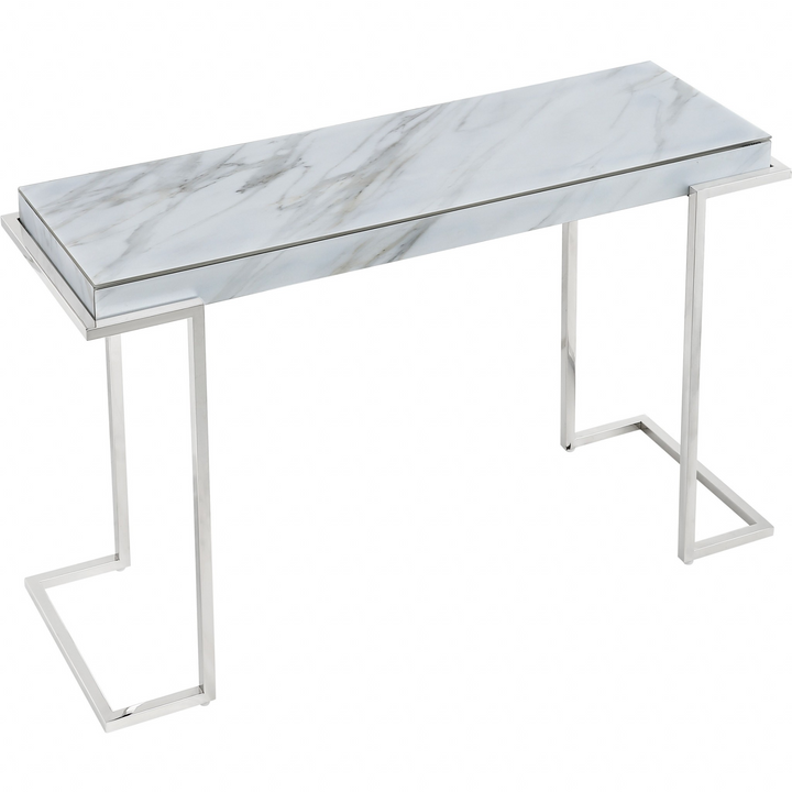 Marble Rectangular Console Table - Chic Design with Reversed Chrome Legs