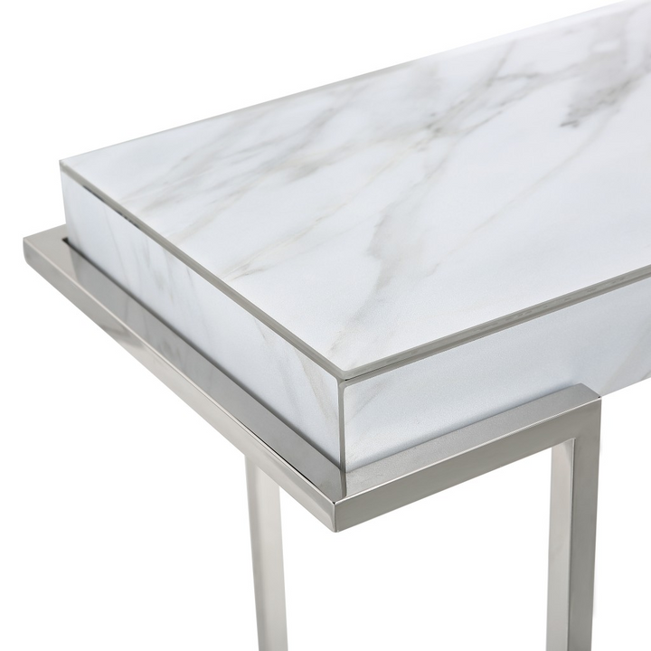 Marble Rectangular Console Table - Chic Design with Reversed Chrome Legs