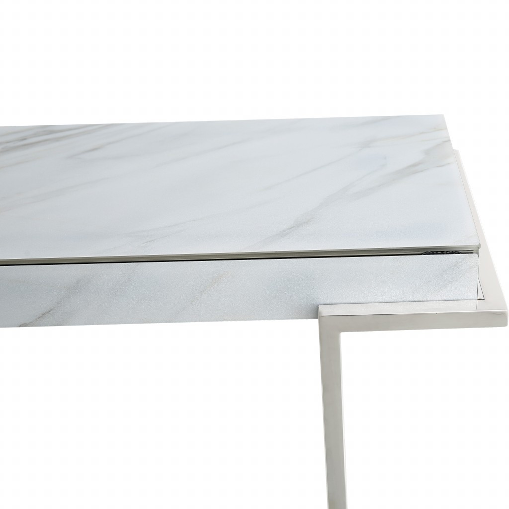 Marble Rectangular Console Table - Chic Design with Reversed Chrome Legs