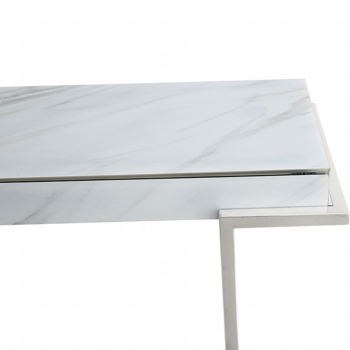 Marble Rectangular Console Table - Chic Design with Reversed Chrome Legs