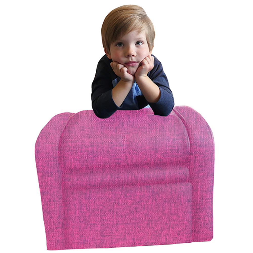Kids Pink Comfy Upholstered Recliner Chair with Storage - STASH Folding Sofa Chair with Hidden Storage Chest & Ottoman