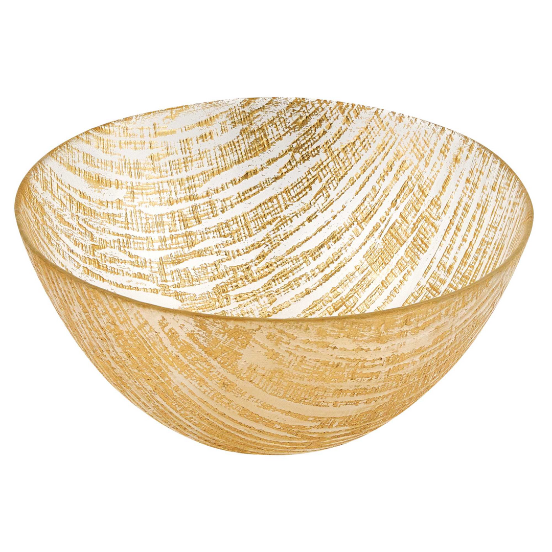 8" Handcrafted Lead-Free Crystal Glass Bowl with Gold Accent – Perfect for Salad or Serving