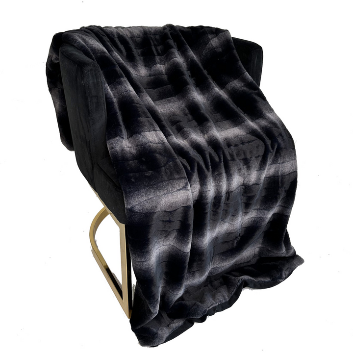 Plutus Black - Graphite Furever Faux Fur: Luxury Throw Blanket