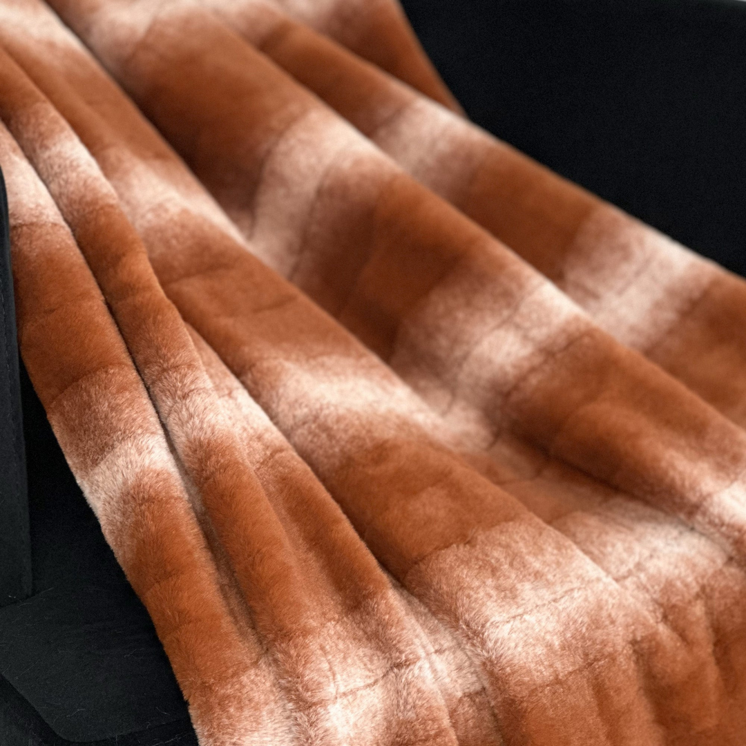 Plutus Orange Brown - Furever Faux Fur: Luxury Throw Blanket