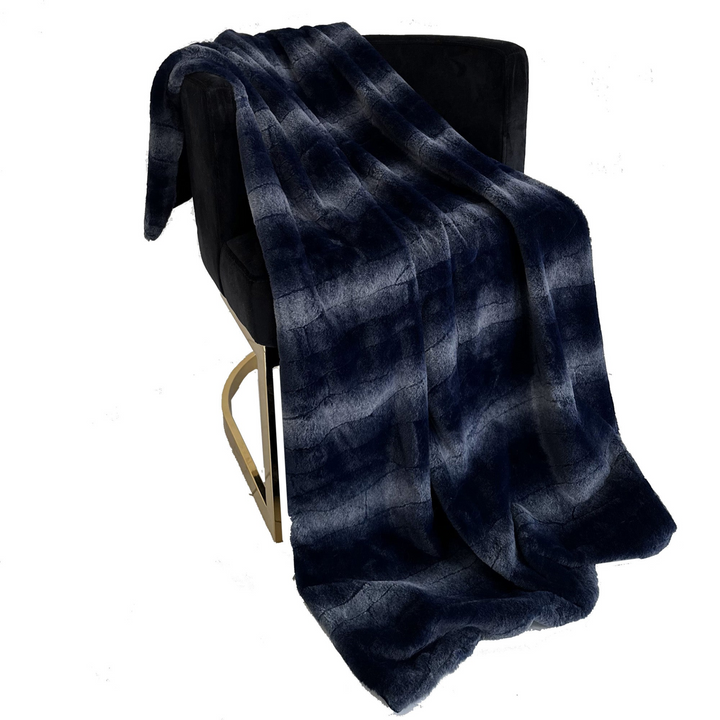 Plutus Blue Ink - Furever Faux Fur - Luxury Throw Blanket