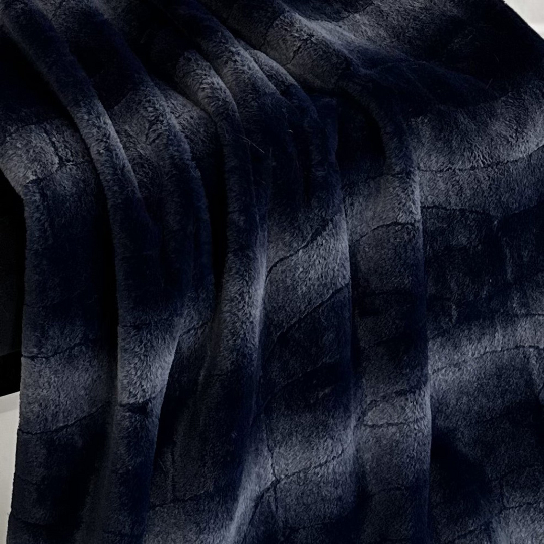 Plutus Blue Ink - Furever Faux Fur - Luxury Throw Blanket