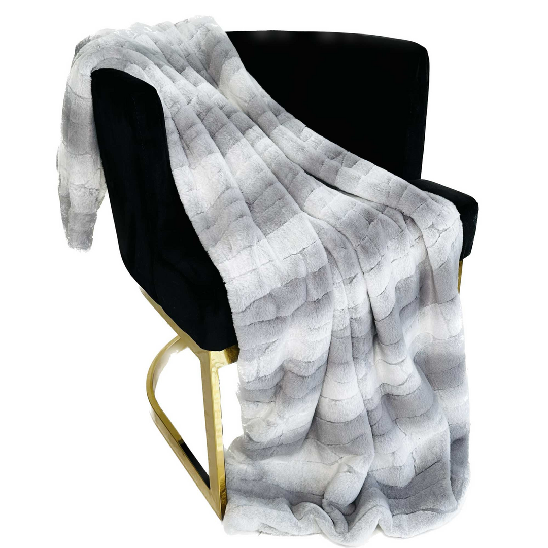 Plutus Gray - Silver Furever Faux Fur: Luxury Throw Blanket