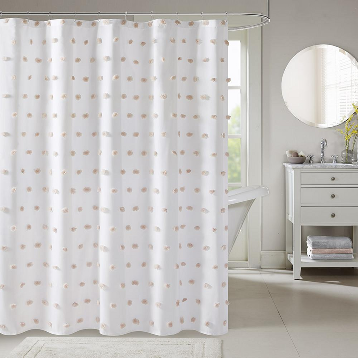 Madison Park Sophie Shower Curtain - White, 100% Polyester, 72x72"