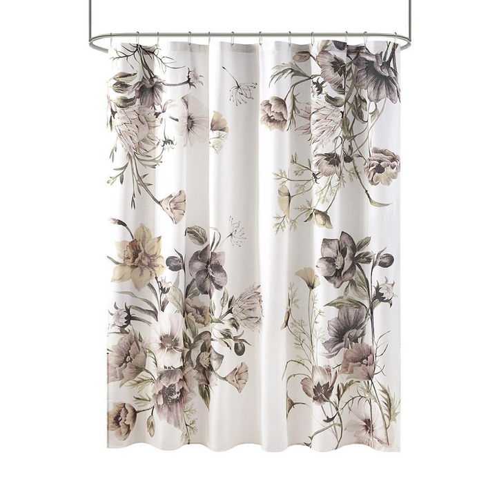 Madison Park Cassandra Floral Printed Cotton Shower Curtain - Blush