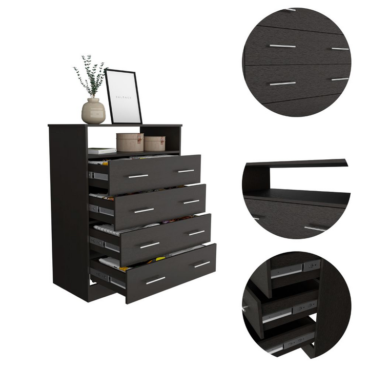 Wuju Four Drawer Dresser - Stylish Storage Solution in Black Wengue Finish