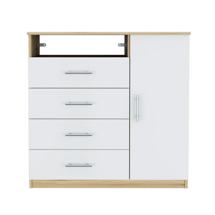 Dresser Beaufort - with TV Stand and Four Drawers in Light Oak/White Finish