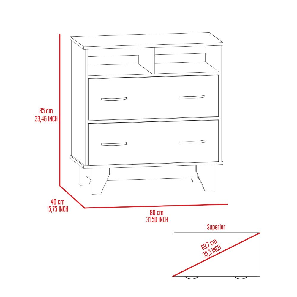 Double Drawer Dresser Arabi - Wardrobe Storage in Elegant White Finish