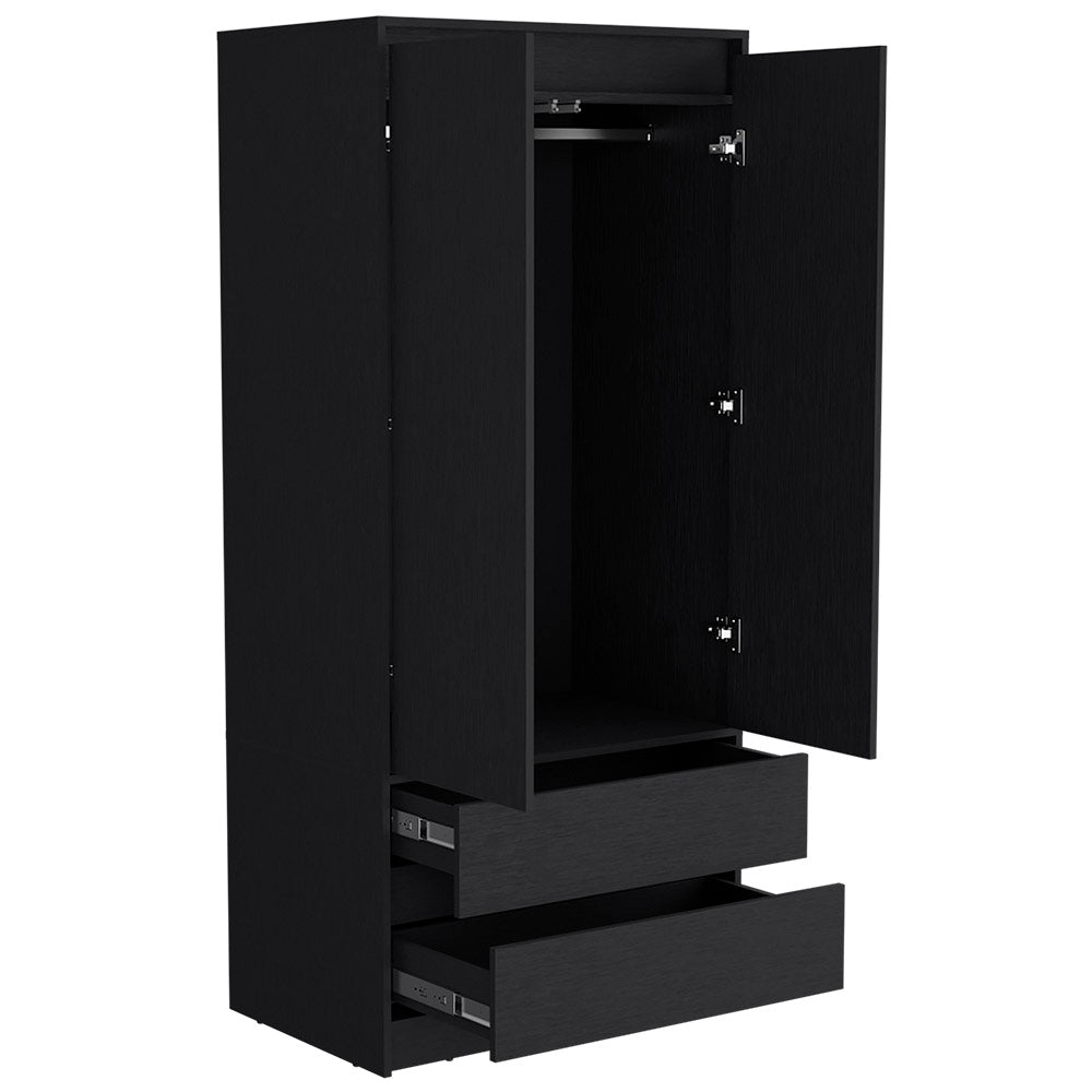 Lewes 2 Piece Bedroom Set - with Ample Storage in Black Wengue Finish