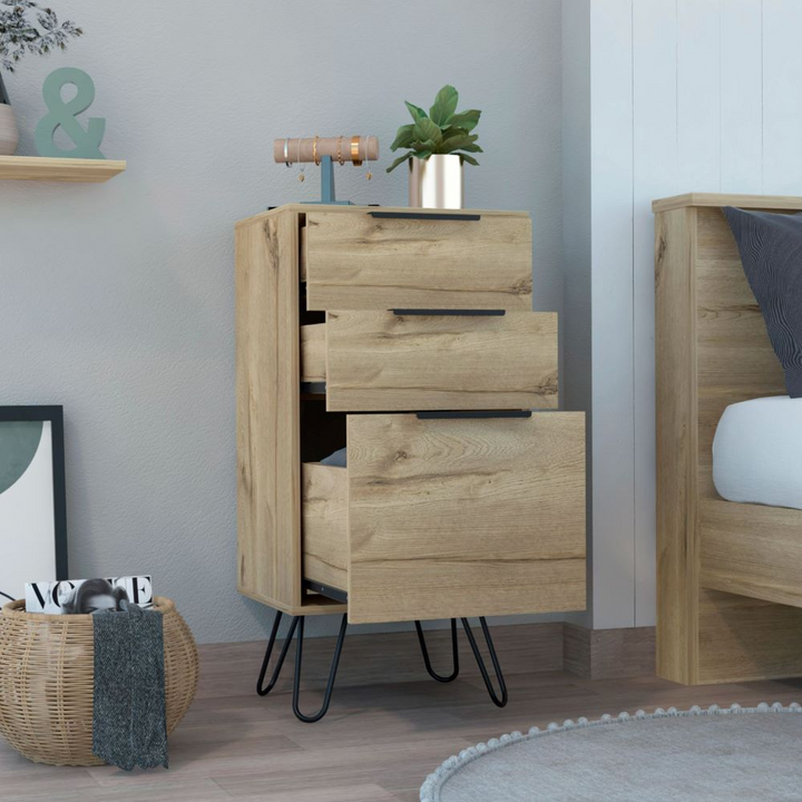 Skyoner Dresser - with Hairpin Legs and Superior Top in Light Oak Finish