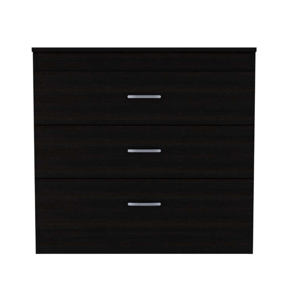 Lial Three Drawer Dresser - Superior Top, Metal Hardware, Black Wengue Finish