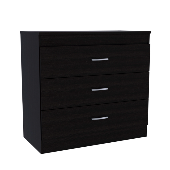 Lial Three Drawer Dresser - Superior Top, Metal Hardware, Black Wengue Finish