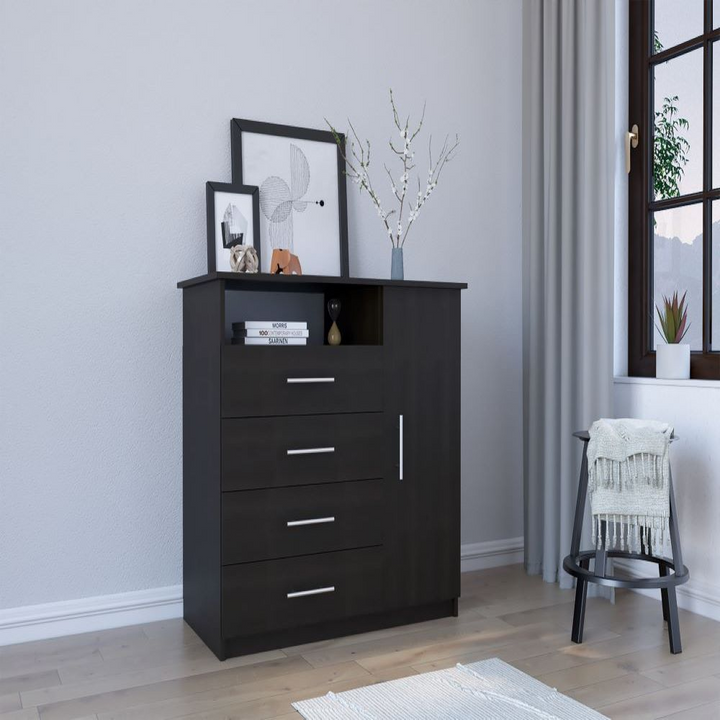Dresser Beaufort - with TV Stand and Four Drawers in Black Wengue Finish