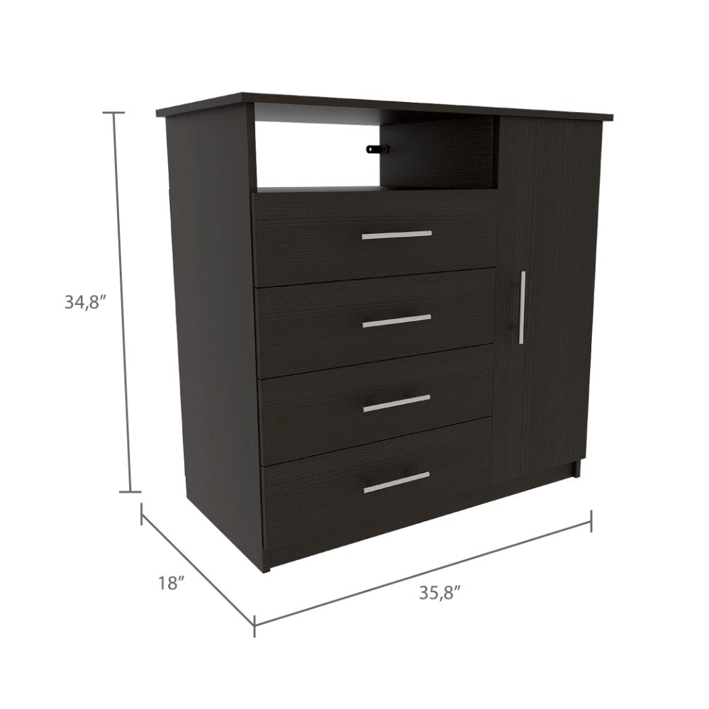 Dresser Beaufort - with TV Stand and Four Drawers in Black Wengue Finish