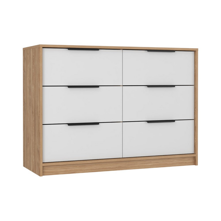 4-Drawer Double Dresser - Maryland Industrial Style - Pine and White Finish