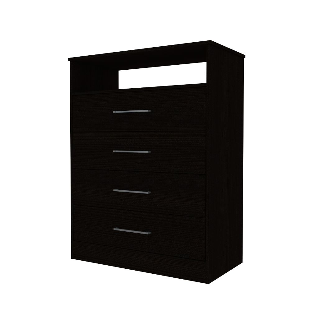 Dresser Atlanta - Four Drawers and Open Shelf in Black Wengue Finish