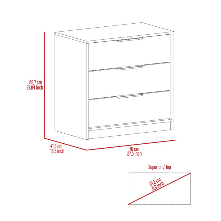 Modern 3-Drawer Maryland Dresser - Black Wengue and Light Oak Finish, Stylish and Functional
