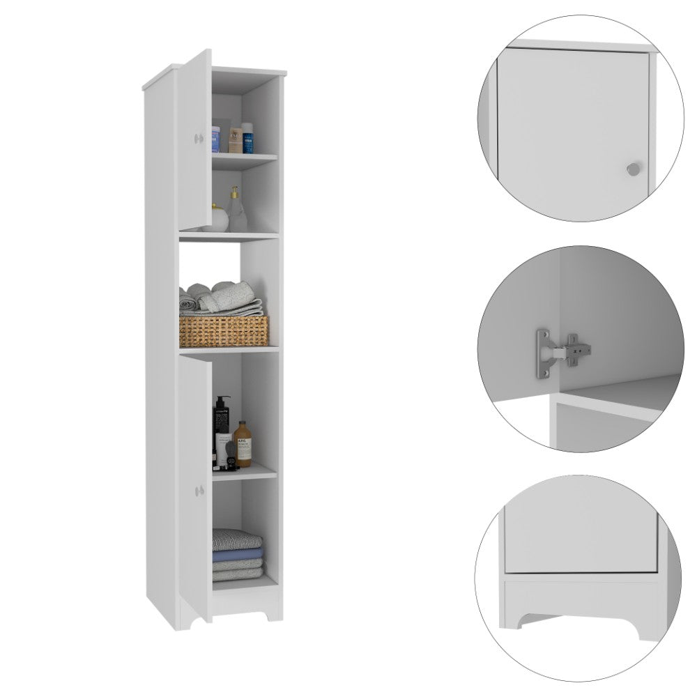 Linen Cabinet Albany, Four Interior Shelves, White Finish