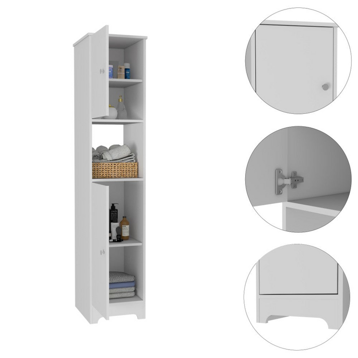 Linen Cabinet Albany, Four Interior Shelves, White Finish