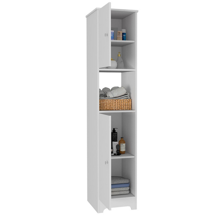 Linen Cabinet Albany, Four Interior Shelves, White Finish