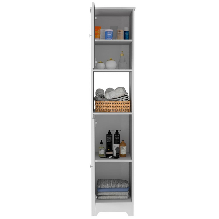 Linen Cabinet Albany, Four Interior Shelves, White Finish