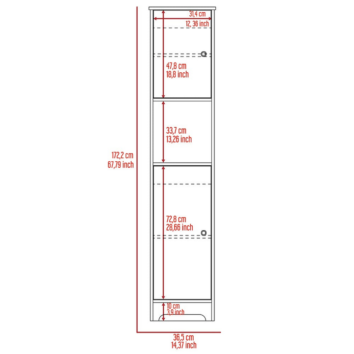 Linen Cabinet Albany, Four Interior Shelves, White Finish