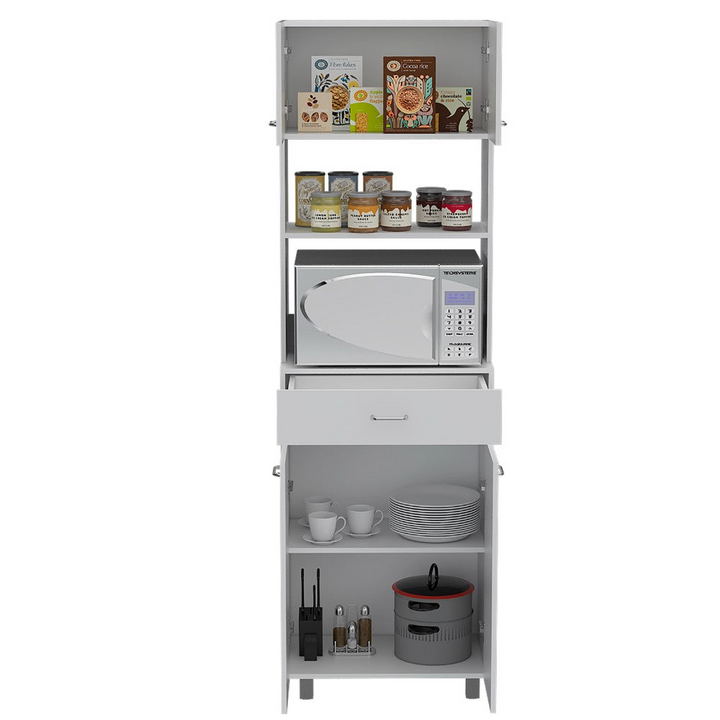 Microwave Cabinet Madison - Double Door Design, White Finish