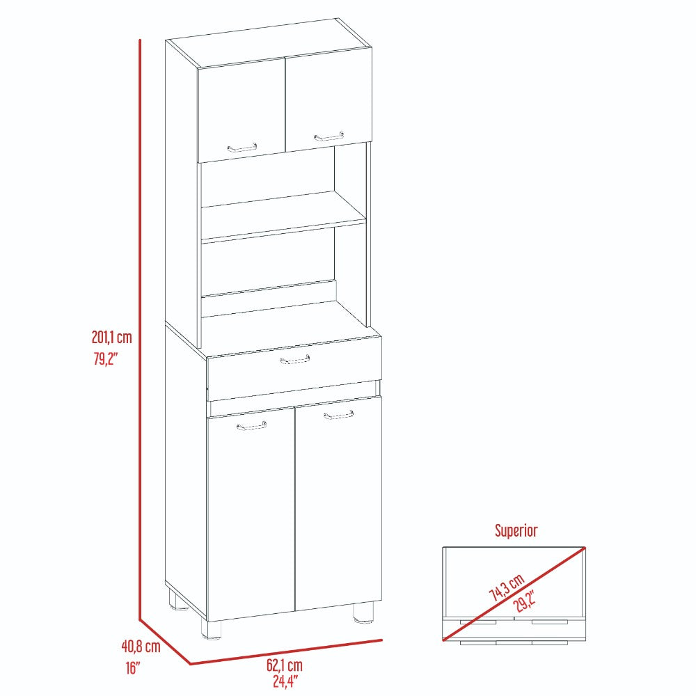 Microwave Cabinet Madison - Double Door Design, White Finish