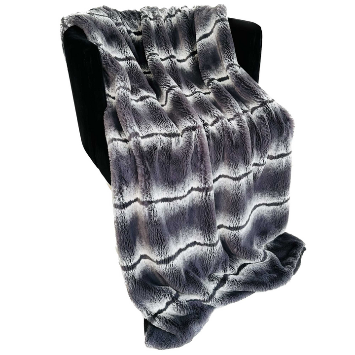 Plutus Charcoal - Fluffy Fields Faux Fur: Luxury Throw Blanket