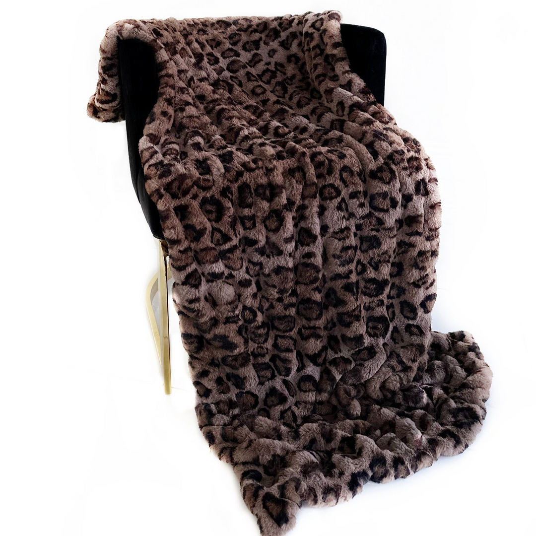 Plutus Brown - Leopard Faux Fur: Luxury Throw Blanket