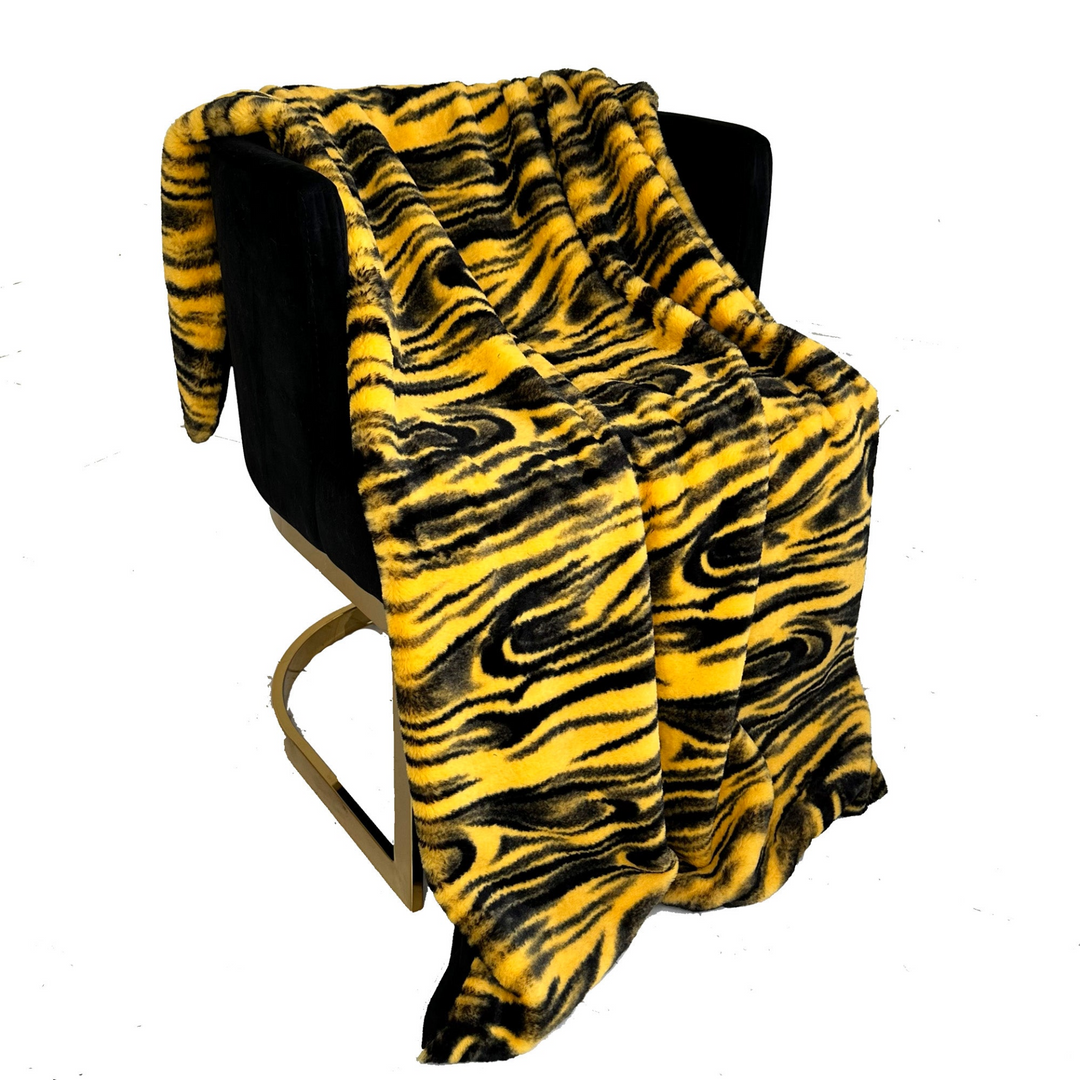 Plutus Yellow Galaxy Faux Fur - Luxury Throw Blanket