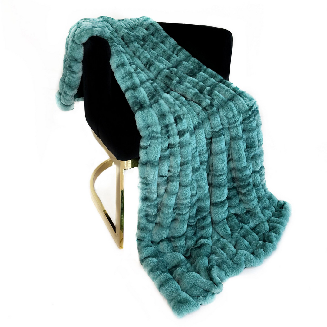 Plutus Teal Sherpa Faux Fur - Luxury Throw Blanket