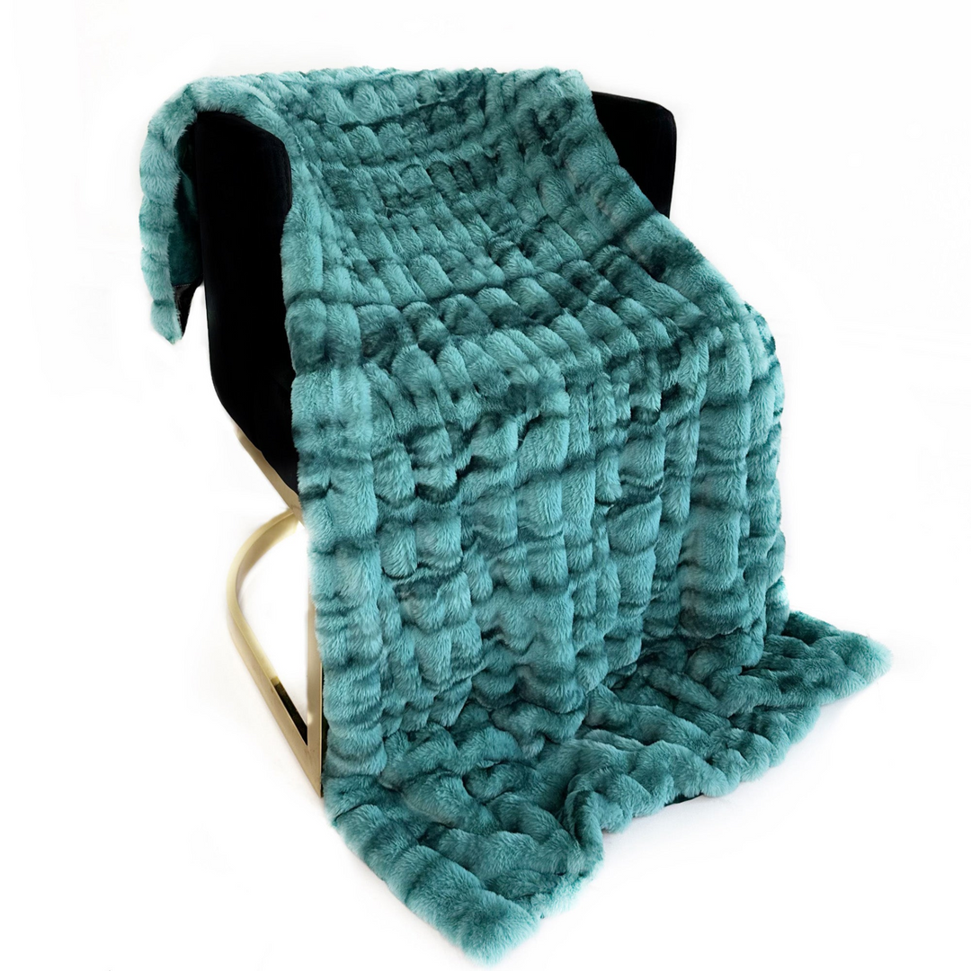 Plutus Teal Sherpa Faux Fur - Luxury Throw Blanket