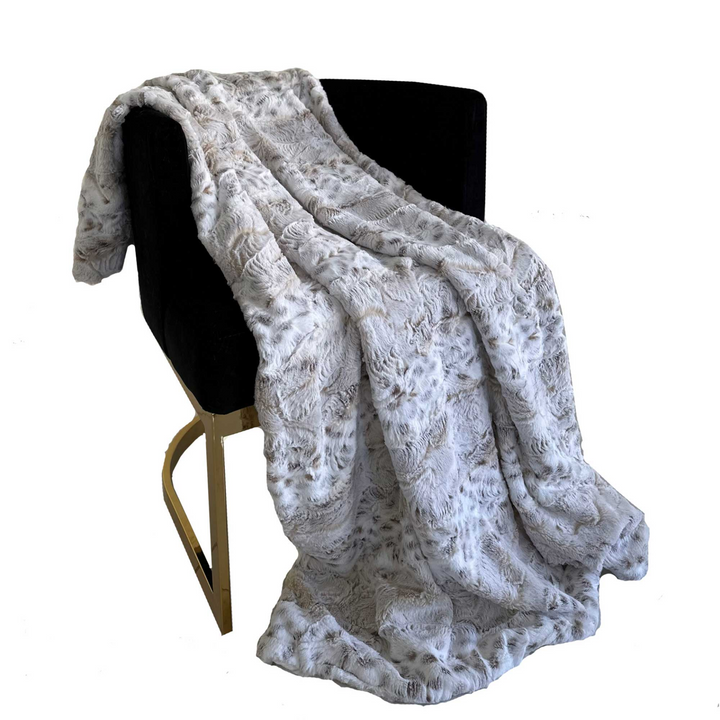 Plutus Taupe Lynx Faux Fur - Luxury Throw Blanket