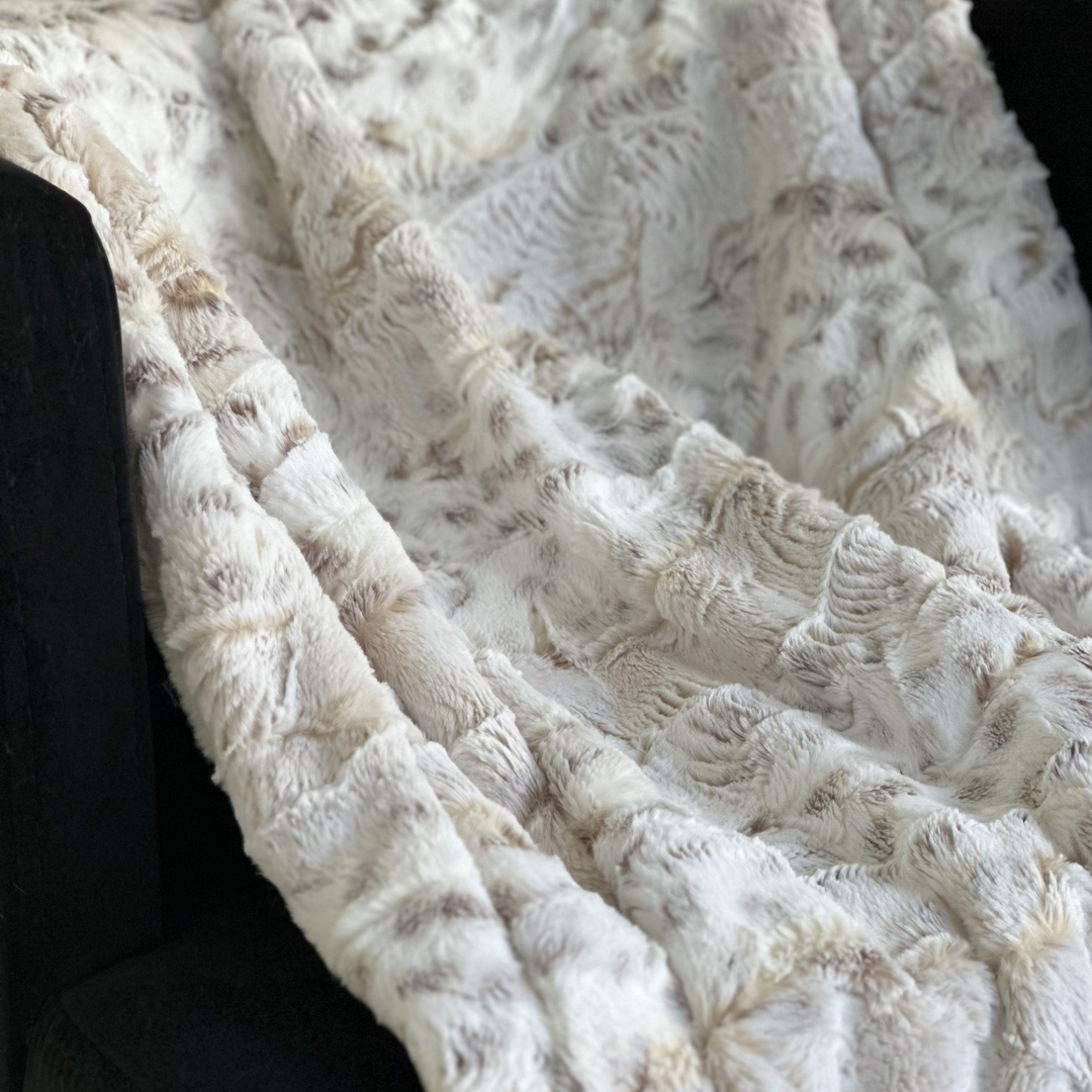 Plutus Taupe Lynx Faux Fur - Luxury Throw Blanket