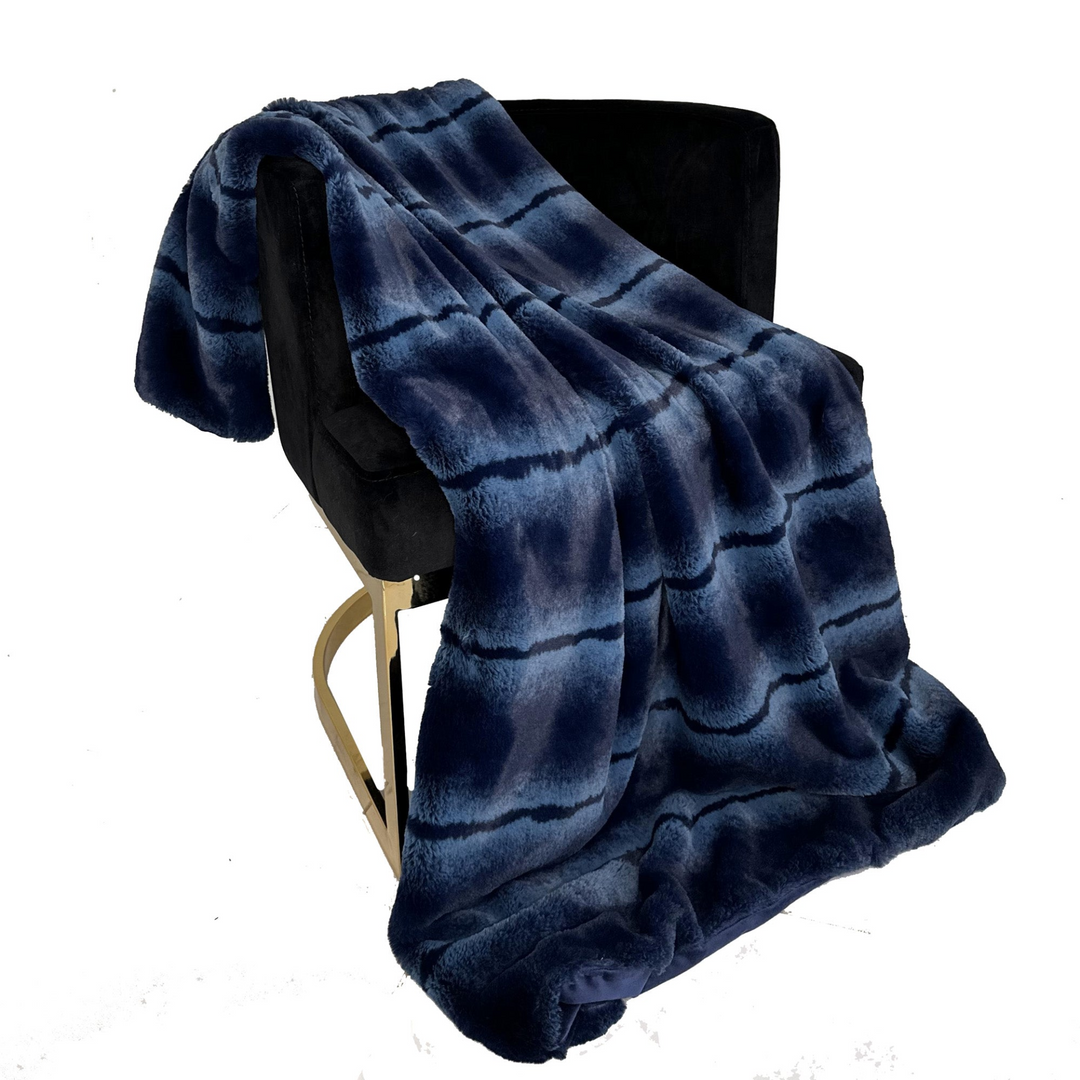 Plutus Blue - Fluffy Fields Faux Fur: Luxury Throw Blanket
