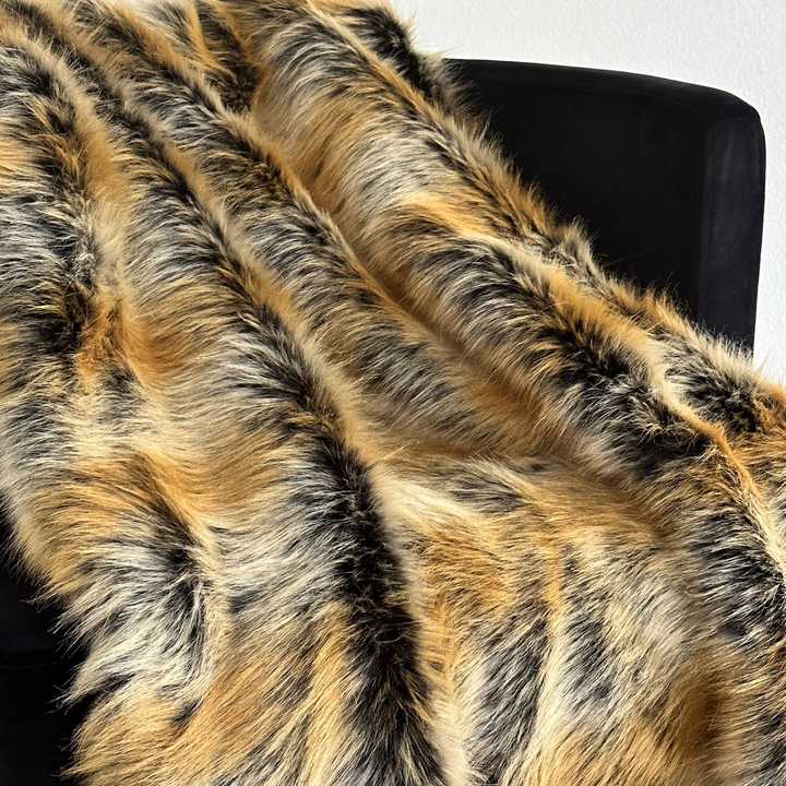 Plutus Brown - Gold Chinchilla Faux Fur - Luxury Throw Blanket