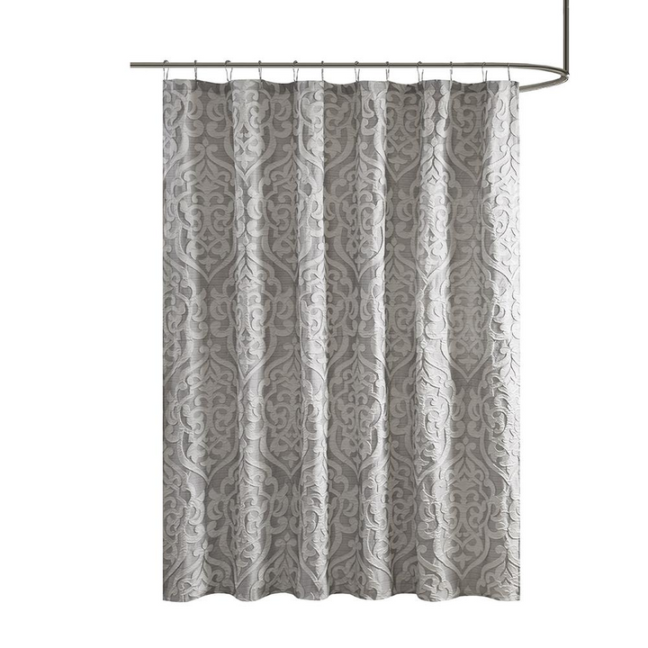 Madison Park Odette Jacquard Shower Curtain - Silver