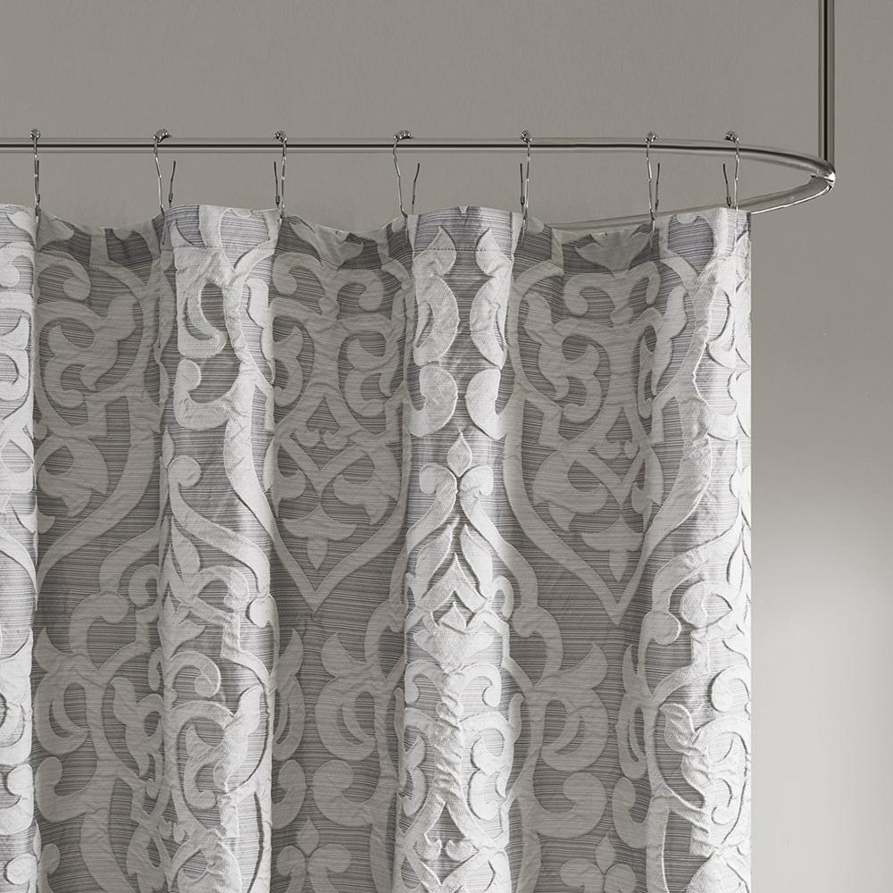 Madison Park Odette Jacquard Shower Curtain - Silver