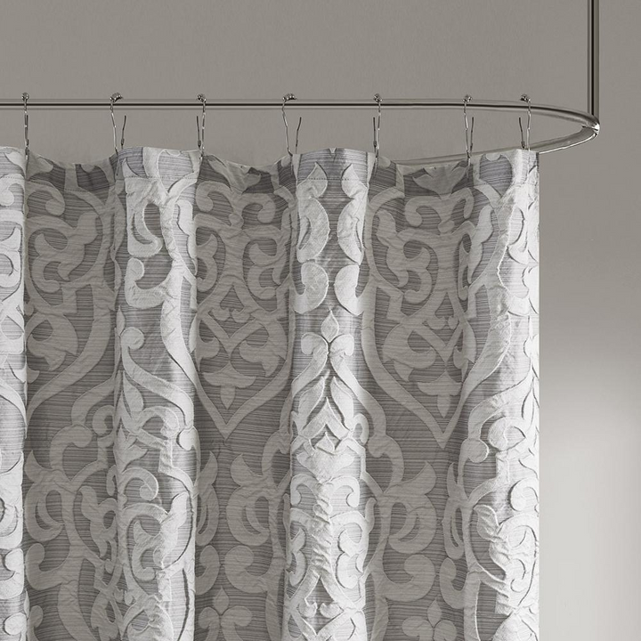 Madison Park Odette Jacquard Shower Curtain - Silver