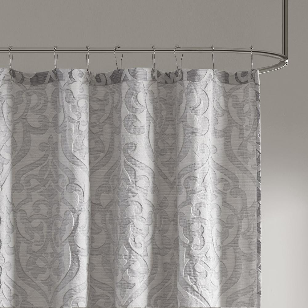 Madison Park Odette Jacquard Shower Curtain - Silver