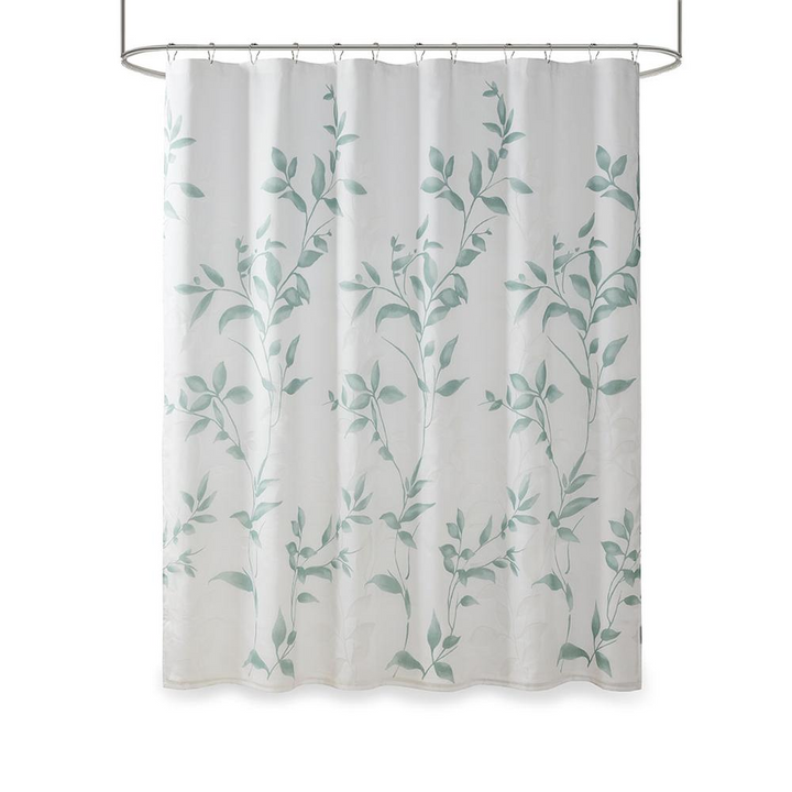 Madison Park Cecily Burnout Printed Shower Curtain - Seafoam